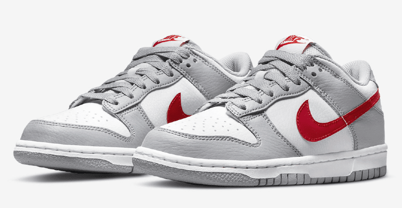 Official Photos: Nike Dunk Low GS “Grey / Red / White” DV7149-001