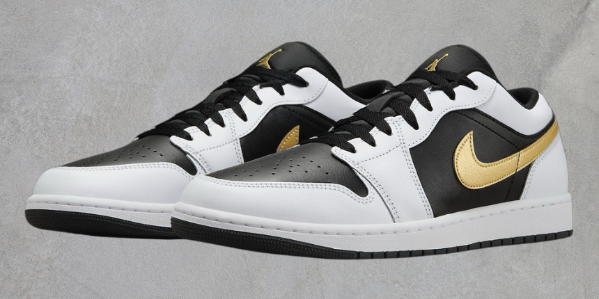 The Air Jordan 1 Low “Gold Swoosh” is Like a Blinged Up “Panda”