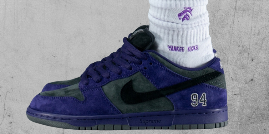 An On-Foot Look at the Supreme x Nike SB Dunk Low “Ink”