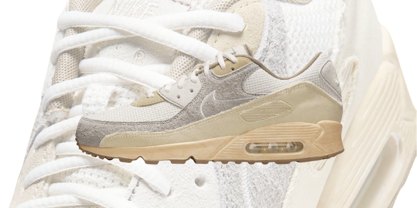 The Nike Air Max 90 PRM “Pale Ivory” Gets a Shaggy Grey Suede Finish